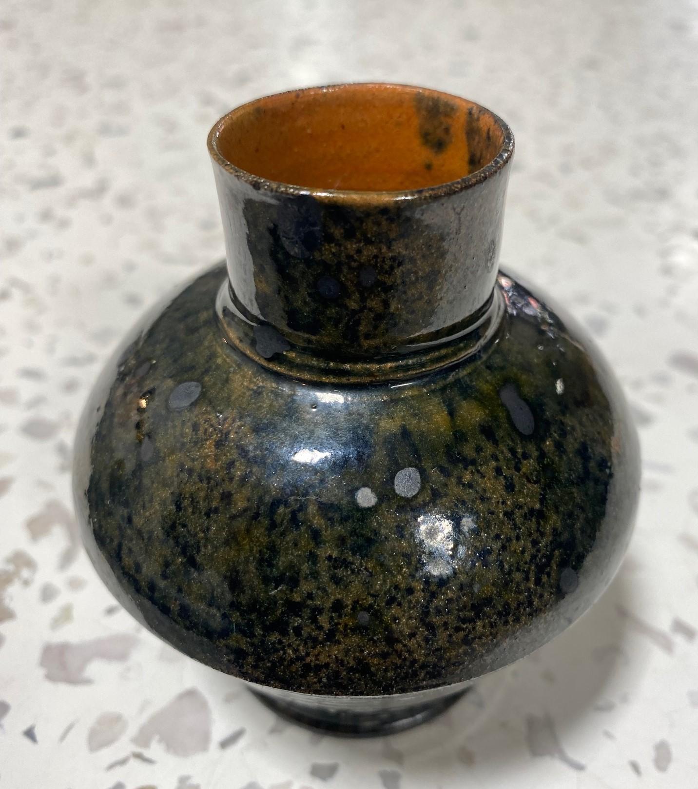 19th Century George E. Ohr Signed Biloxi Mississippi Art Pottery Multi-Glazed Ceramic Vase