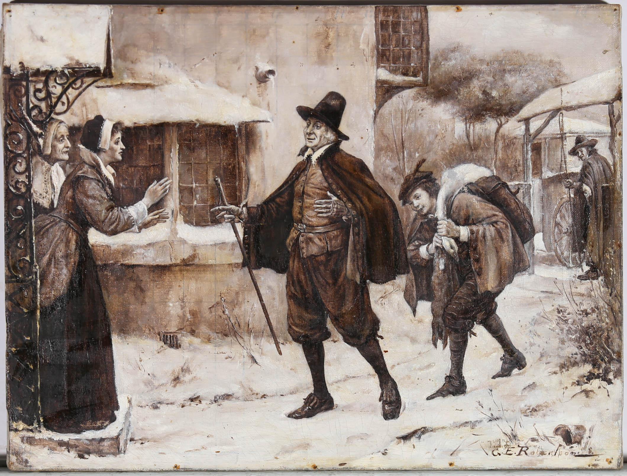 George E. Robertson (1864-1920) - Oil, Returning Home for Winter 1
