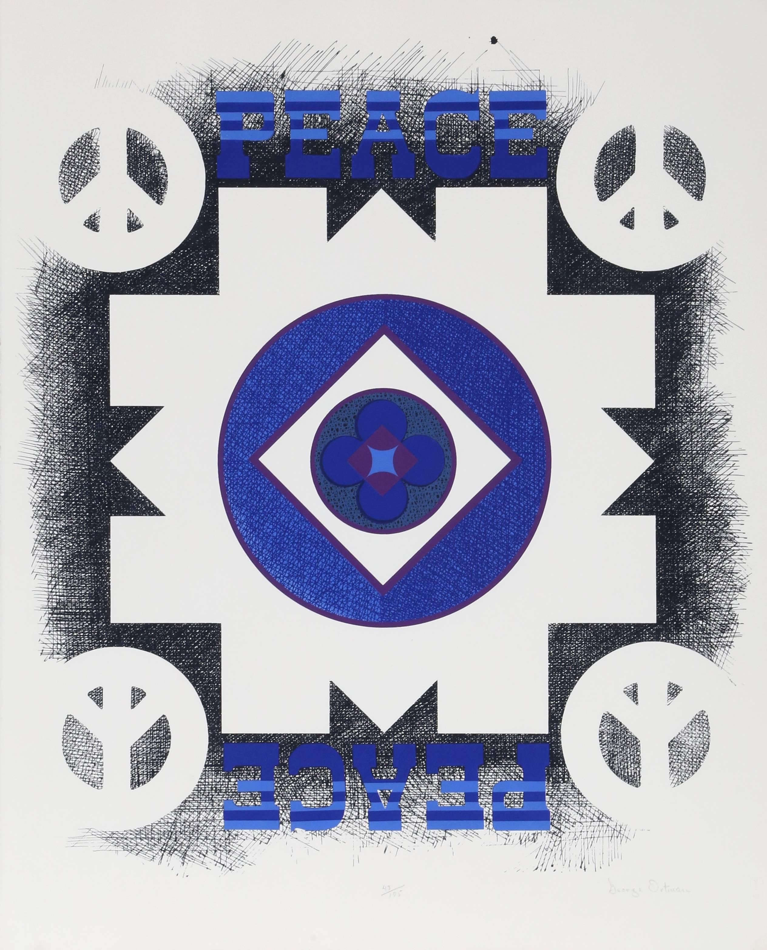 Peace, sérigraphie Pop Art du Portfolio de la Paix de George Ortman