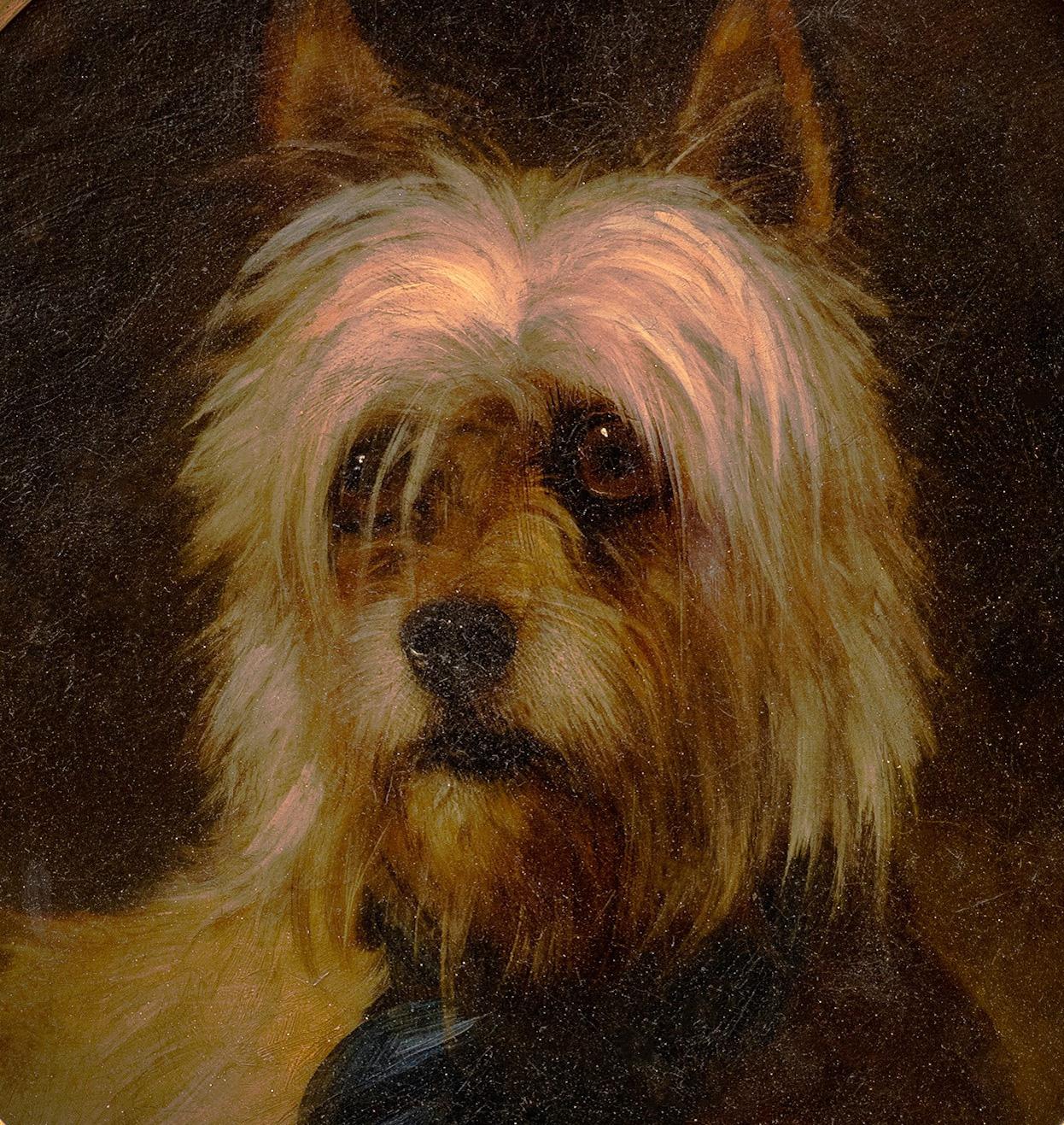 Antique Dog Painting of a Terrier- 