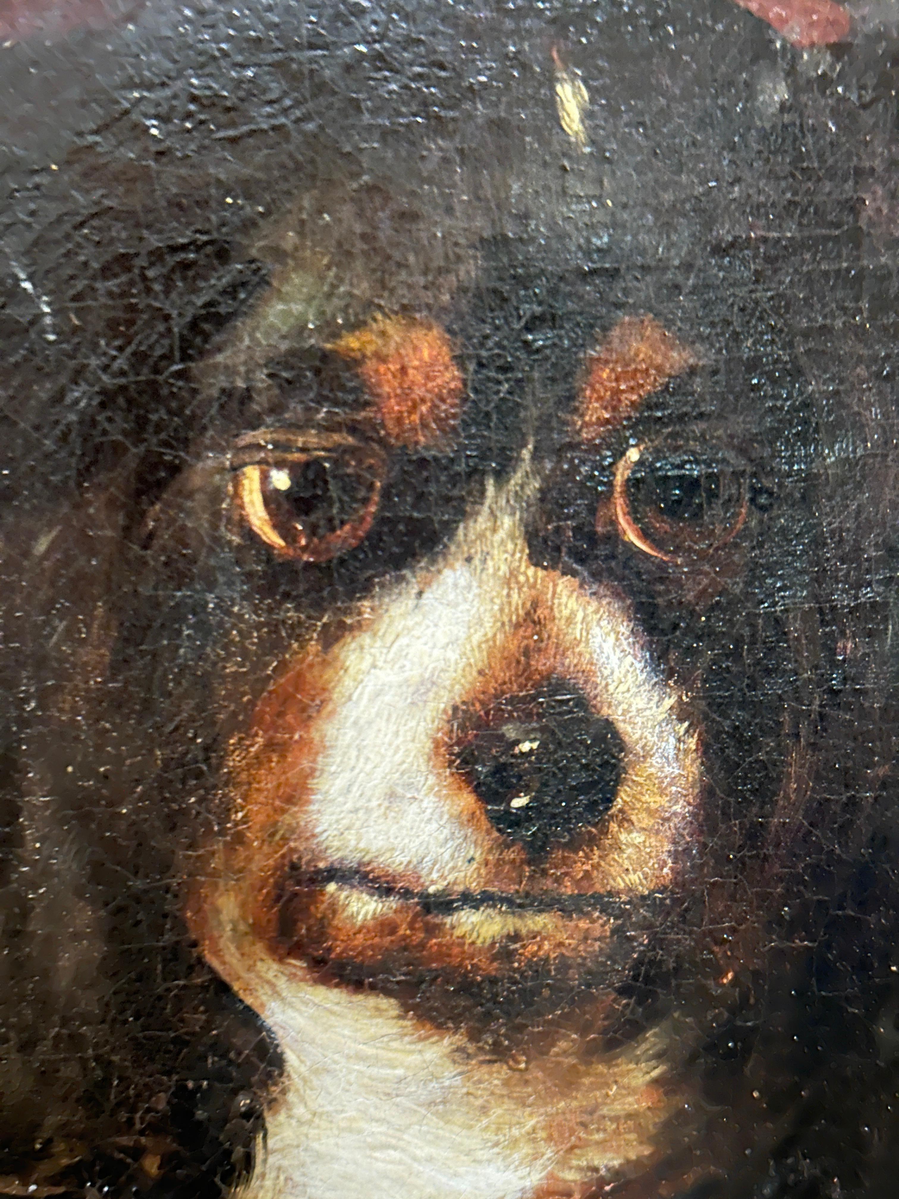 King Charles Cavalier Spaniel, 19th century English portrait of a dogs head - Victorian Painting by George Earl