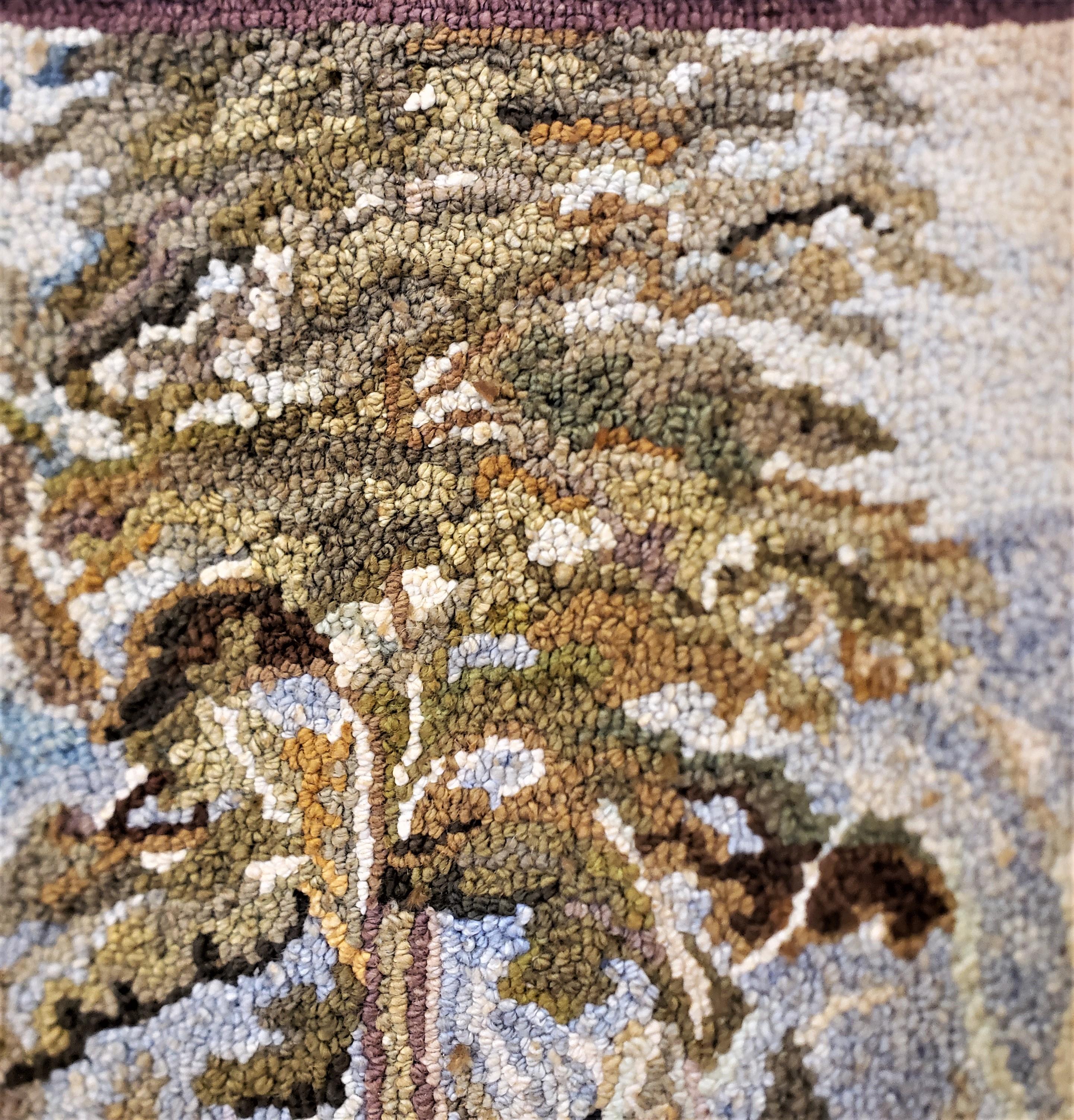 Tapis à capuche d'art populaire de George Edouard Tremblay, tapis ou tapisserie représentant une scène d'hiver en vente 1