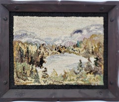 George Edouard Tremblay Folk Art Hooked Rug, Mat or Tapestry of an Autumn Scene