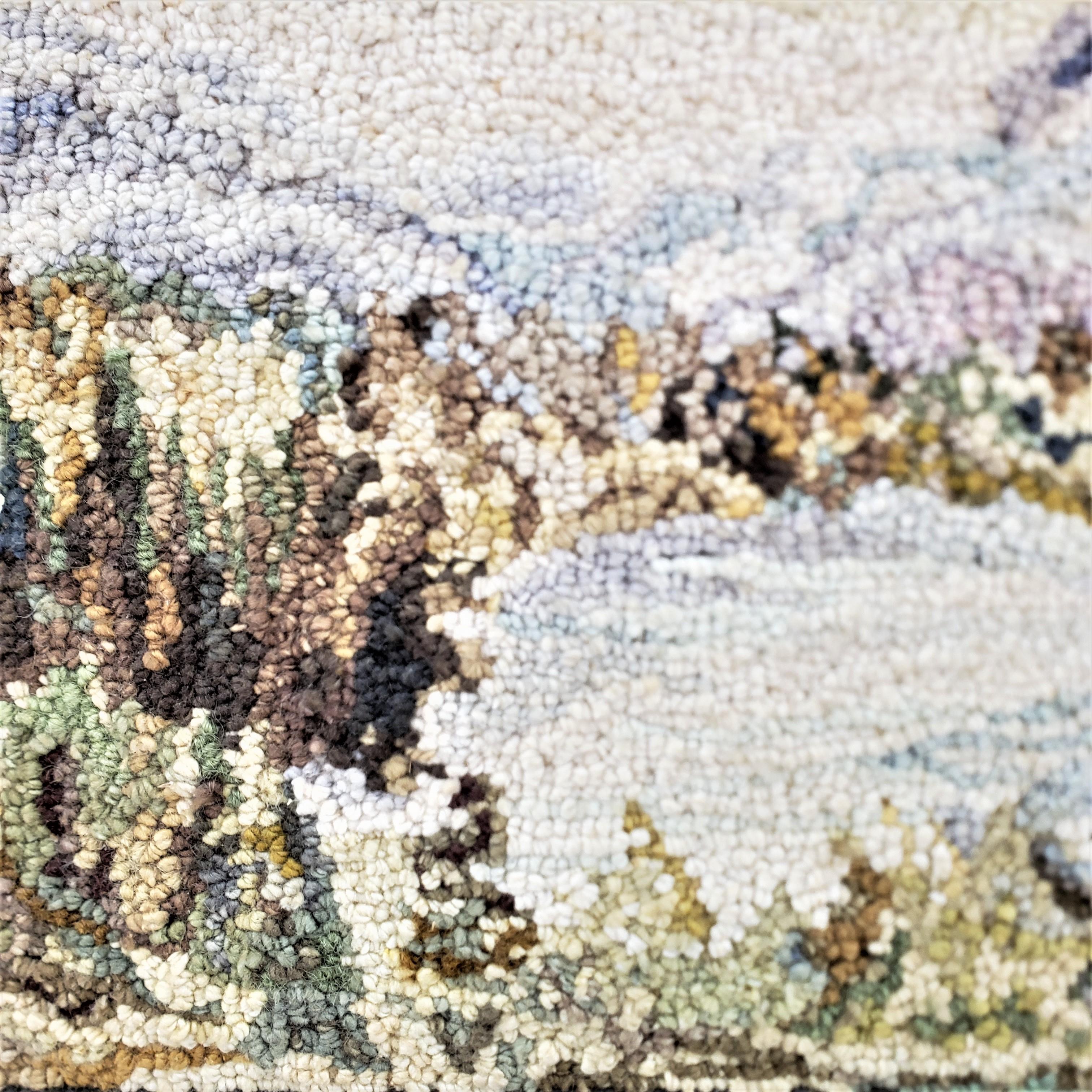 Wool George Edouard Tremblay Folk Art Hooked Rug, Mat or Tapestry of an Autumn Scene For Sale