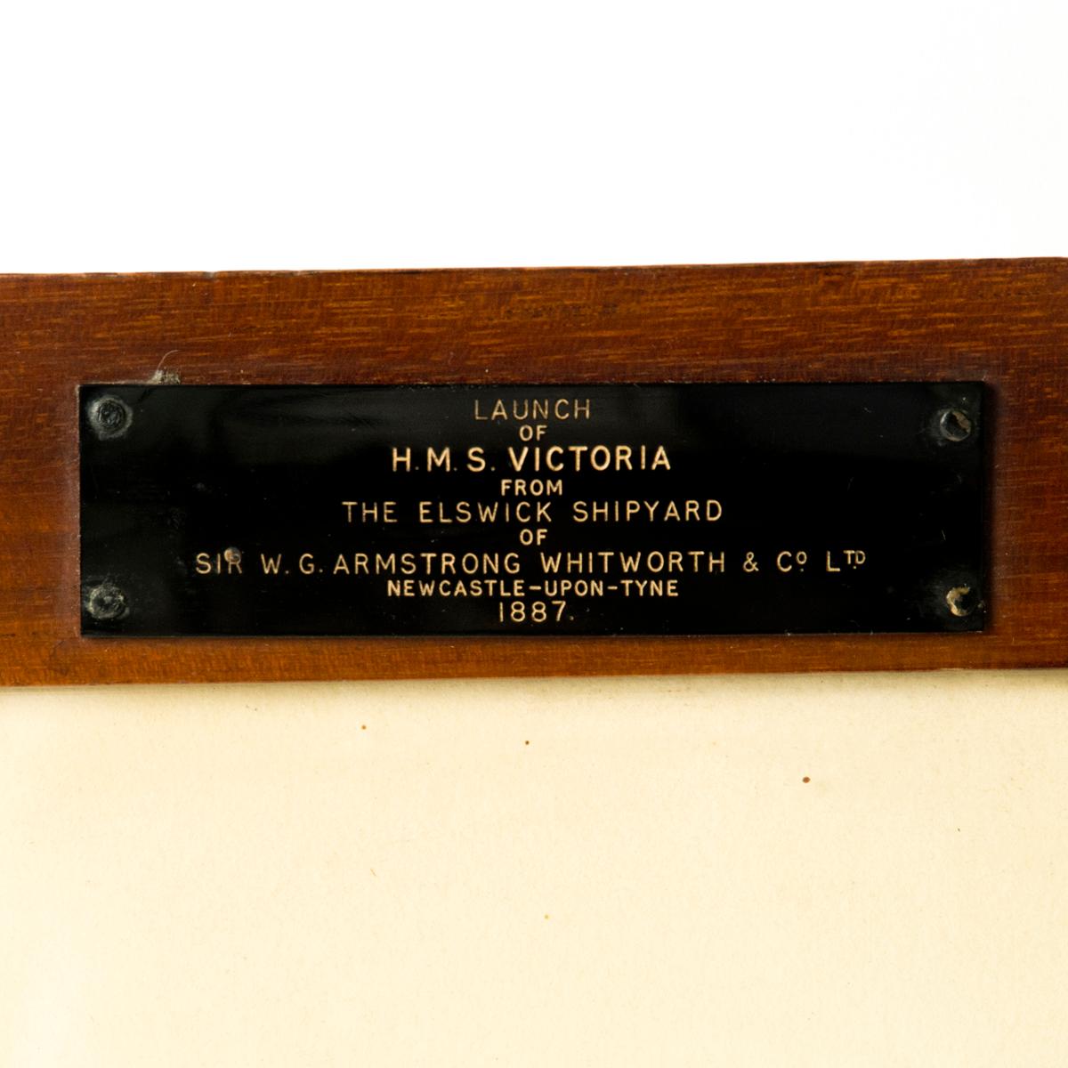 Européen George Edward Horton : le lancement du H.M.S. 'Victoria' depuis le chantier naval d'Elswick en vente