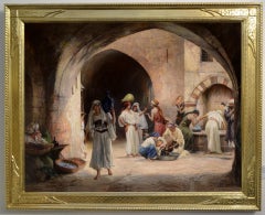 At the Well, Late 19th Century Orientalist Signed Oil Painting