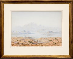 A Mirage- Modernist 1920s Arizona Southwest Desert Landscape Watercolor Painting