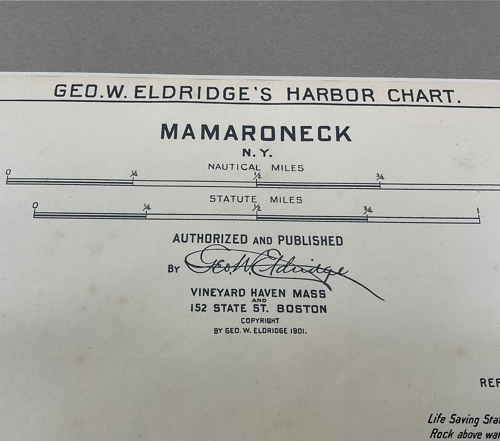 George Eldridge Chart of Mamaroneck New York In Good Condition In Norwell, MA