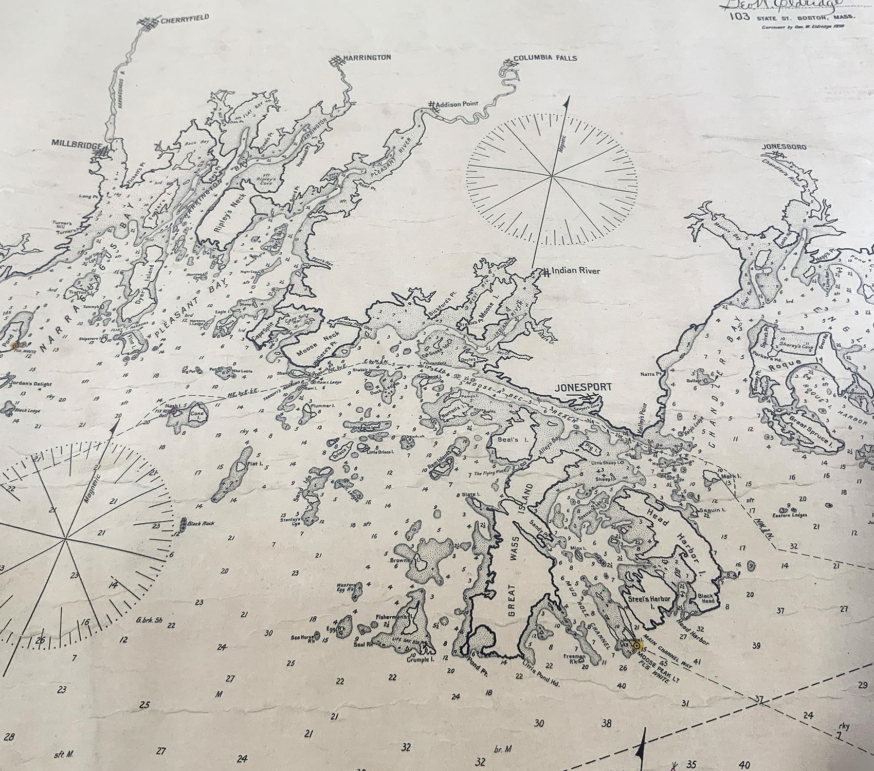 George Eldridge in 1898 Chart of Maine Coast 2