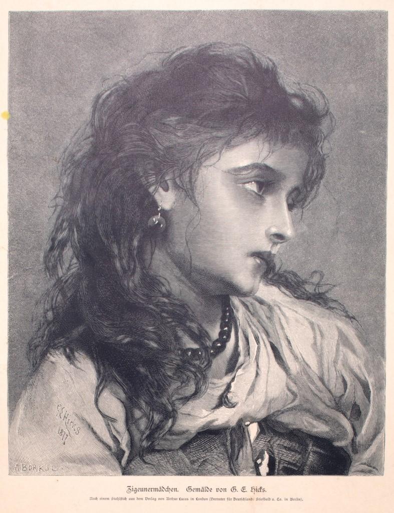 George Elgar Hicks Portrait Print - Woman - Original Zincography by G.E. Hicks - 1877