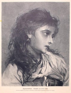 Woman - Original Zincography by G.E. Hicks - 1877