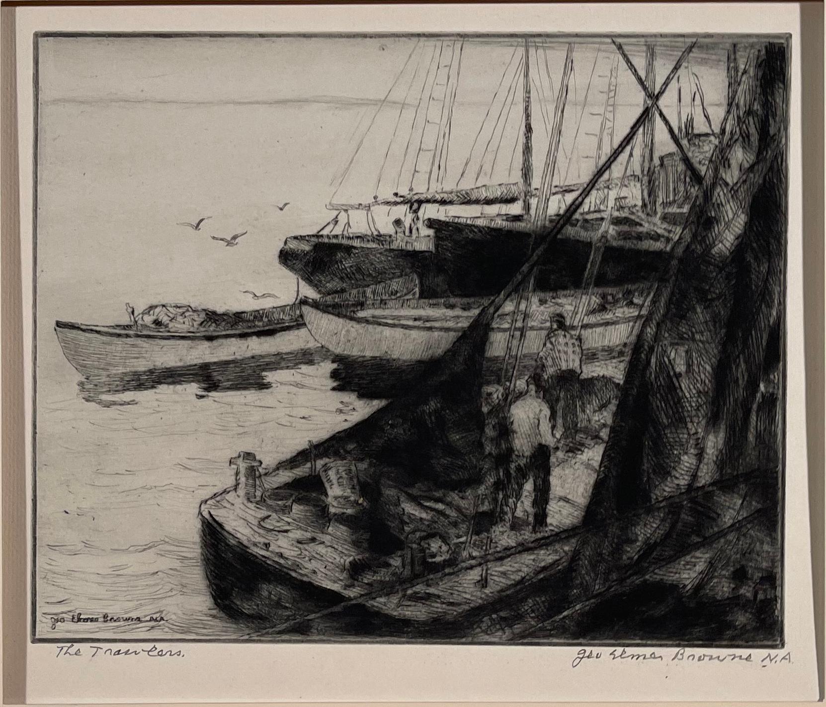 George Elmer Browne Landscape Print - THE TRAWLERS