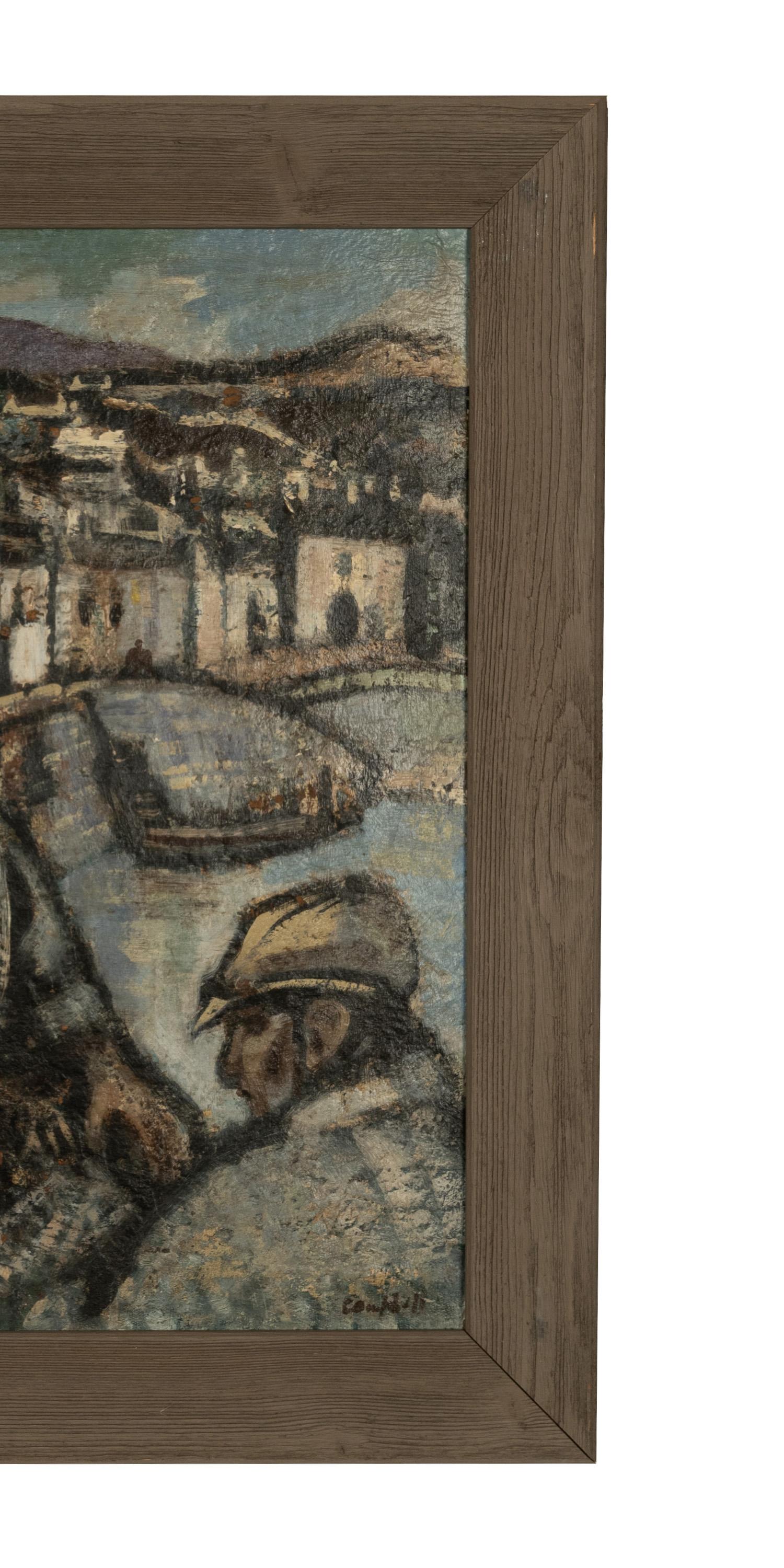 Pittura irlandese a olio su pannello 