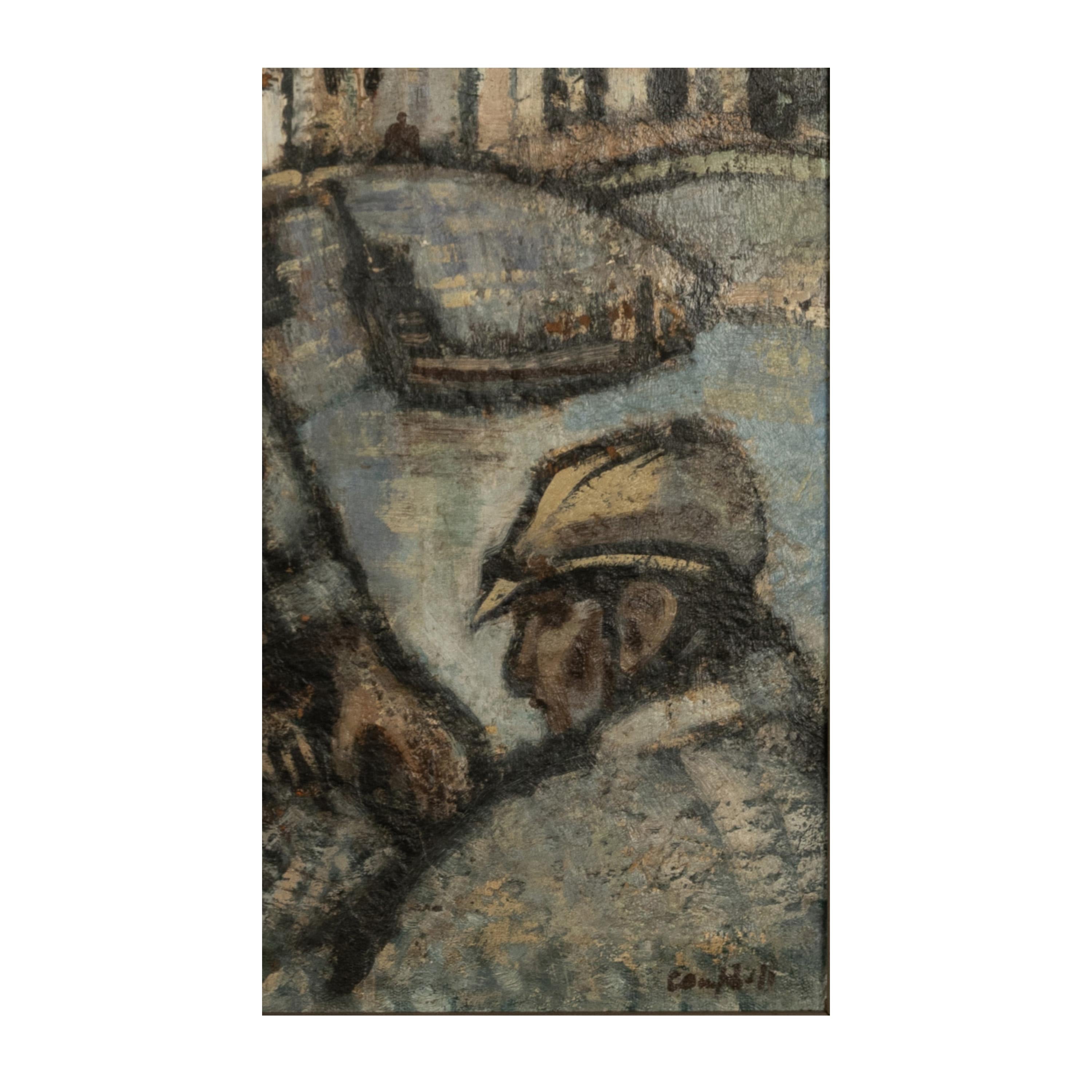 Pittura irlandese a olio su pannello 
