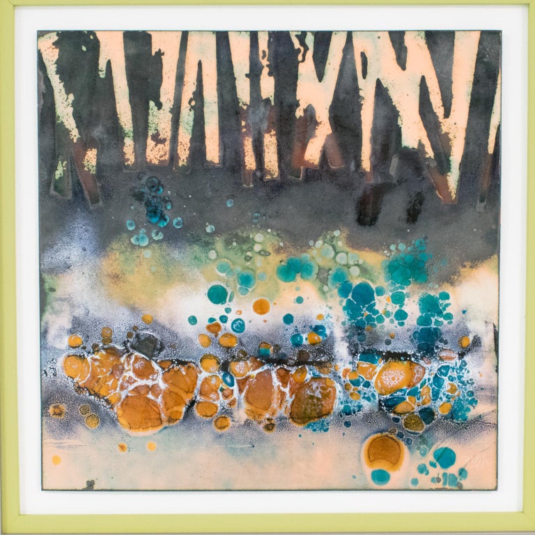 George F Welch Abstract Judaica Artwork Enamel Panel Painting For