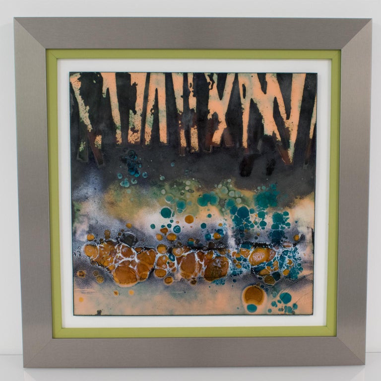 George F Welch Abstract Judaica Artwork Enamel Panel Painting For