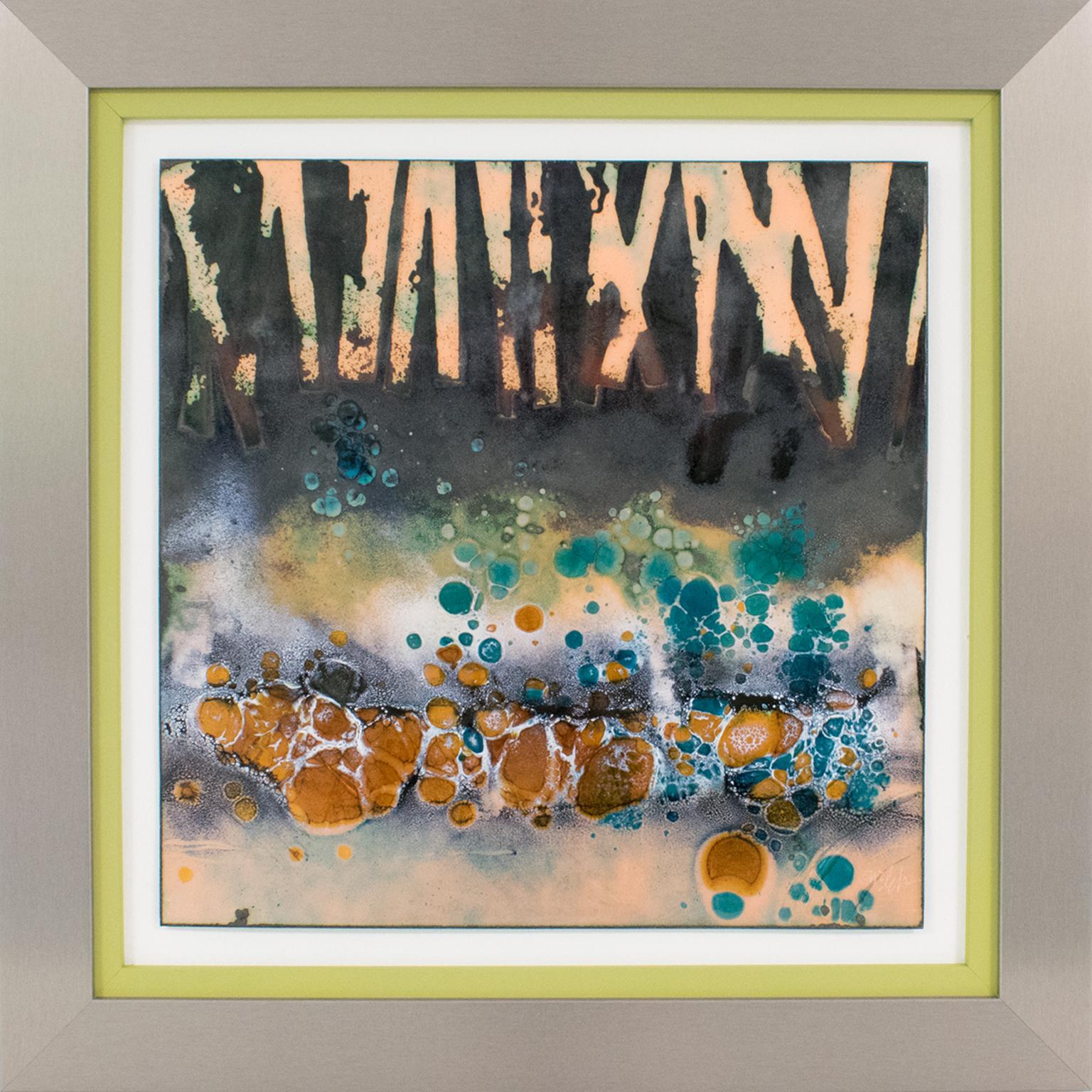 Abstract Judaica Enamel Mounted Wall Panel Plaque Artwork by George Welch - Mixed Media Art by George F. Welch