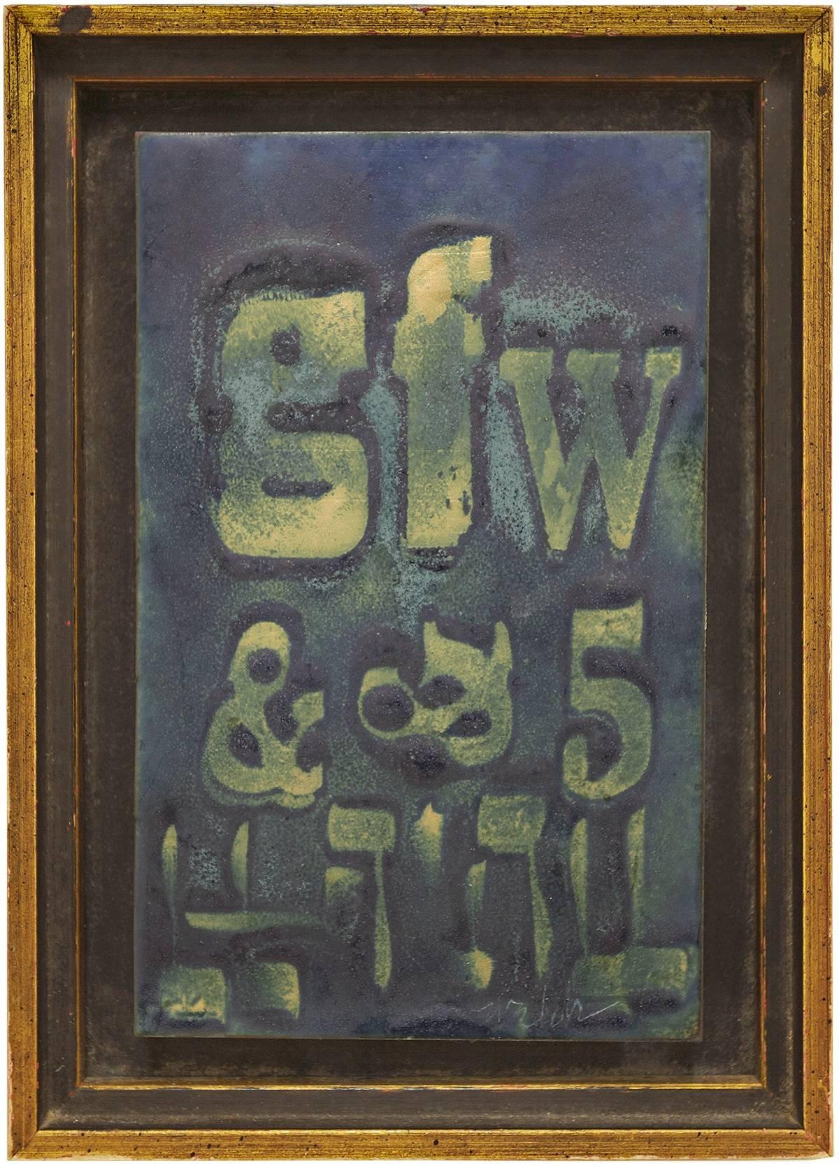 Typeface, Hebrew Font and Numbers Enamel Judaica Art Plaque - Mixed Media Art by George F Welch