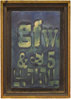 Vintage Typeface, Hebrew Font and Numbers Enamel Judaica Art Plaque