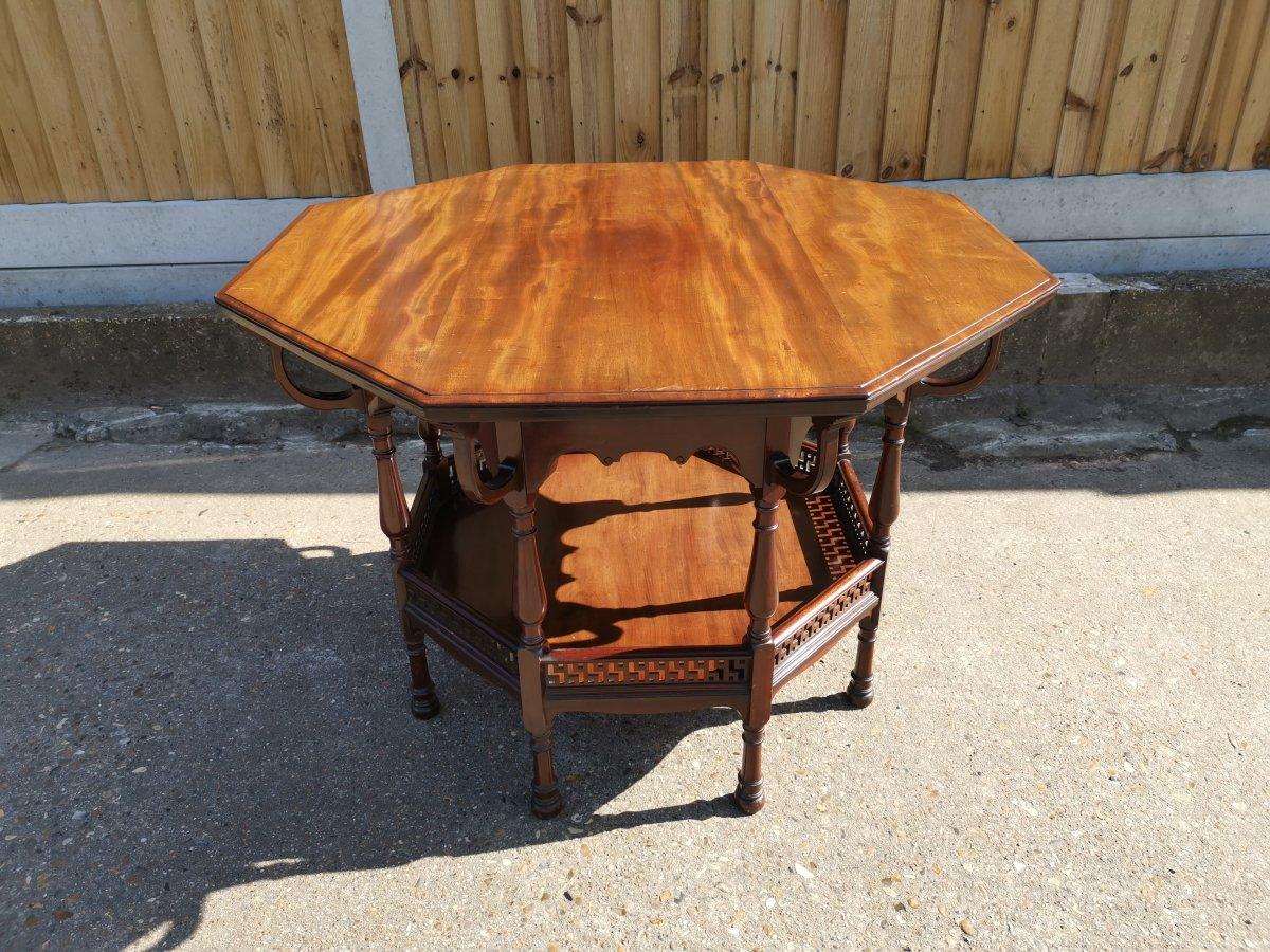 Hand-Crafted George Faulkner Armitage. an Anglo-Japanese Octagonal Mahogany Center Table For Sale