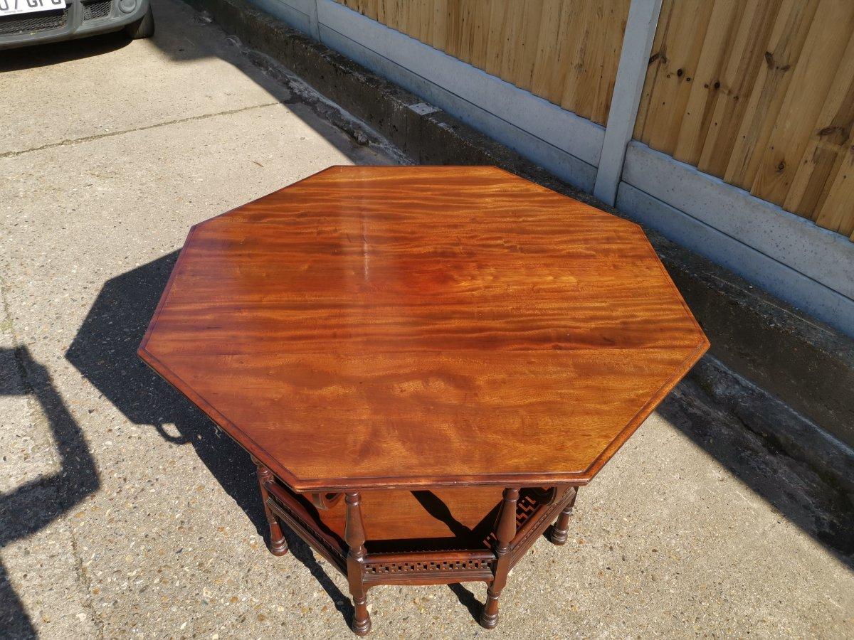 Hand-Crafted George Faulkner Armitage. An Aesthetic Movement Octagonal Mahogany Center Table For Sale