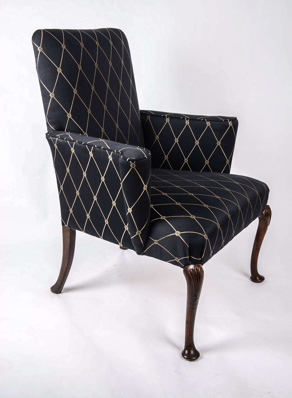 18th Century 18thC Walnut period Wing Armchair reupholstered, English George 1st Ca 1720 For Sale