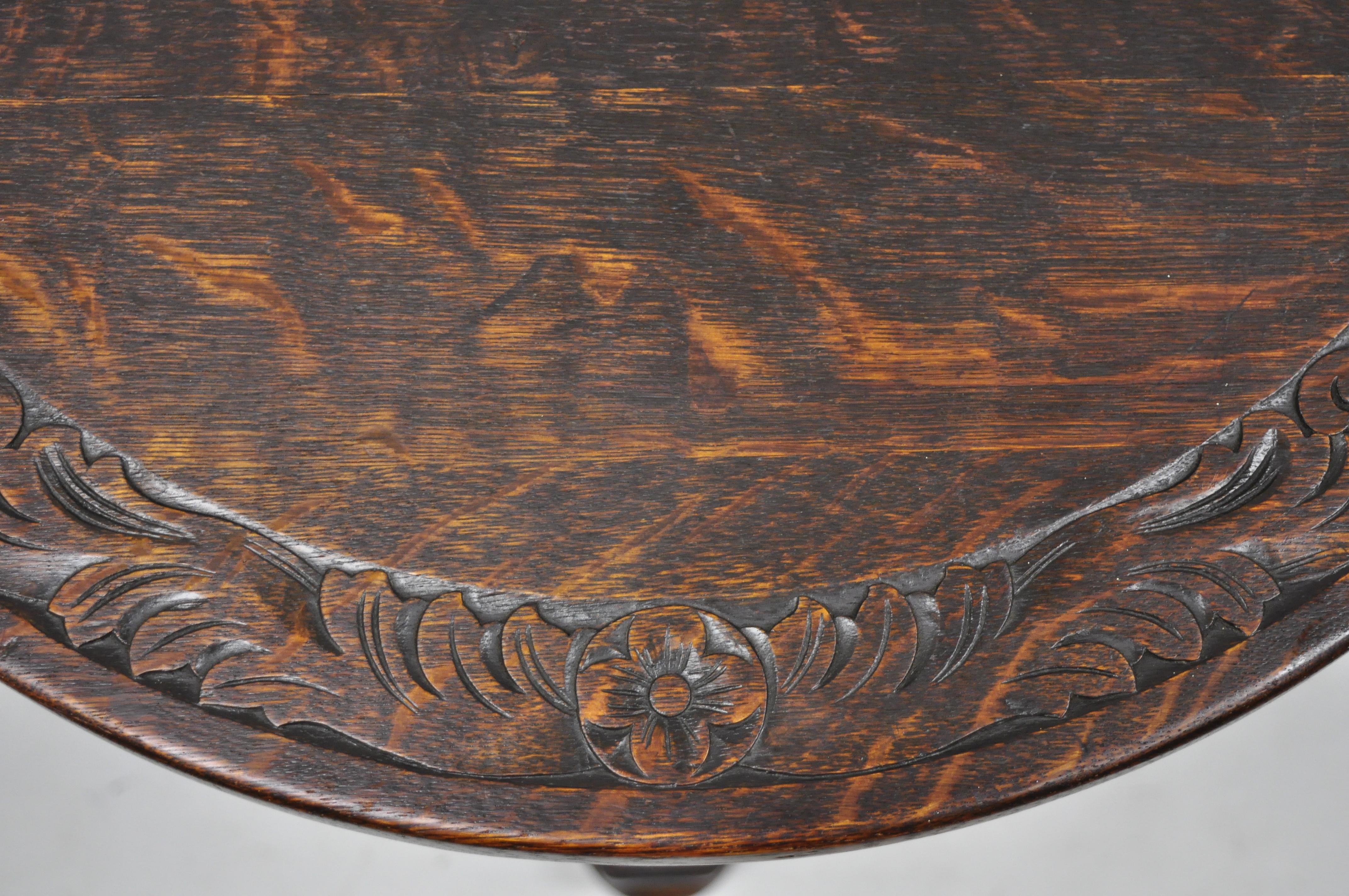 George Flint Oak Spiral Carved Barley Twist Jacobean Round Center Table 2