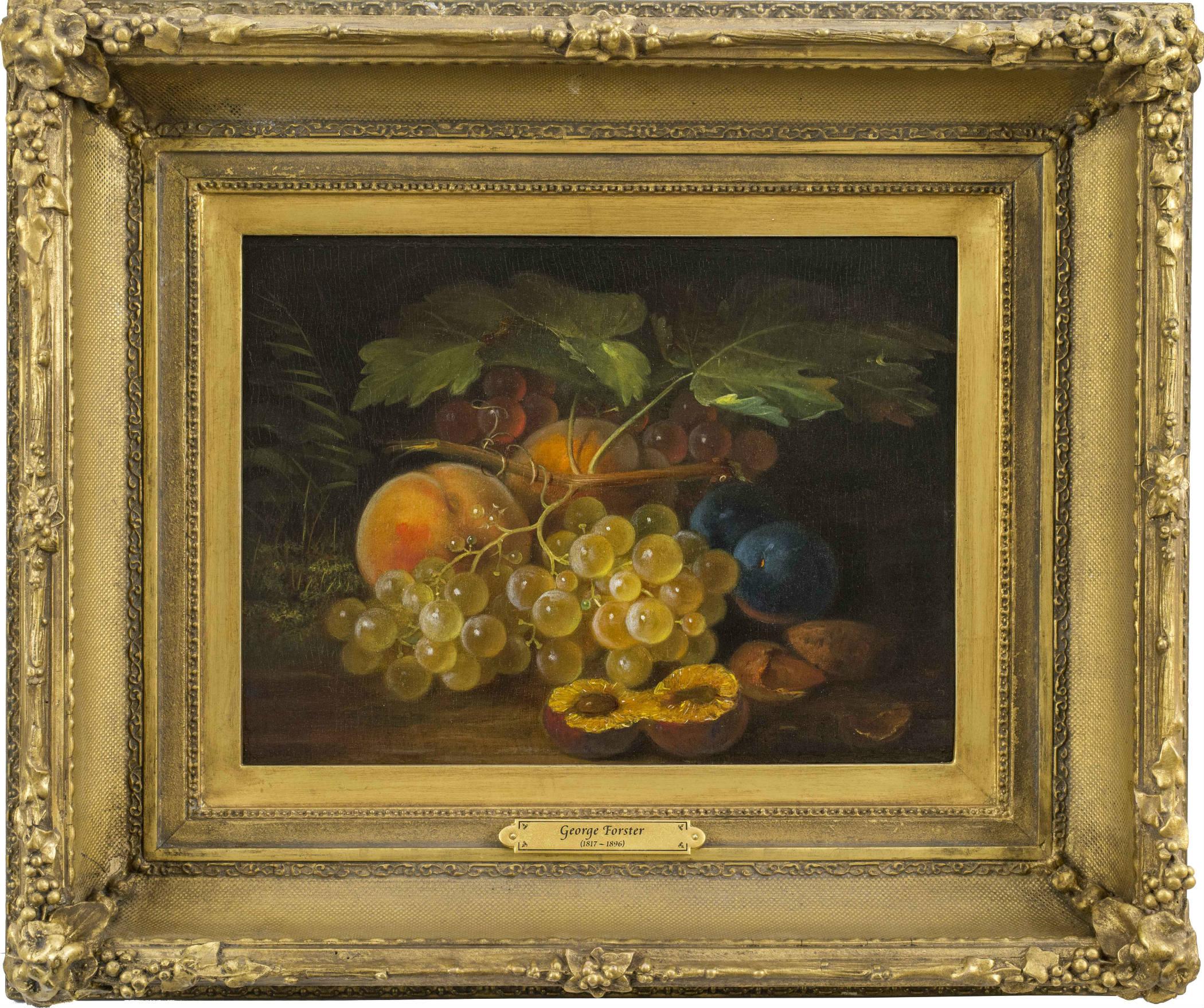 Still Life with Fruit by George Forster (1817-1896, German-American)

GEORGE FORSTER (1817-1896)
Still Life with Fruit
Oil on panel 
8 x 10 7/8 inches 
Unsigned

The lifelike manner in which George Forster paints still-lifes recalls the style of