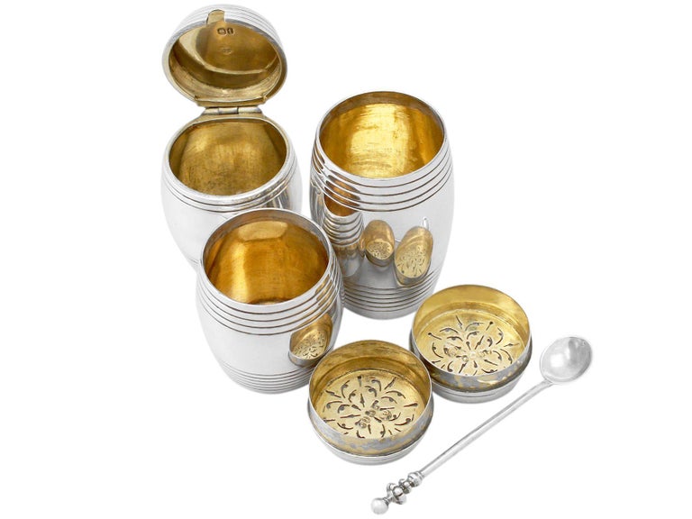 Fox Victorian English 1864 Sterling Silver Cruet Set For Sale at