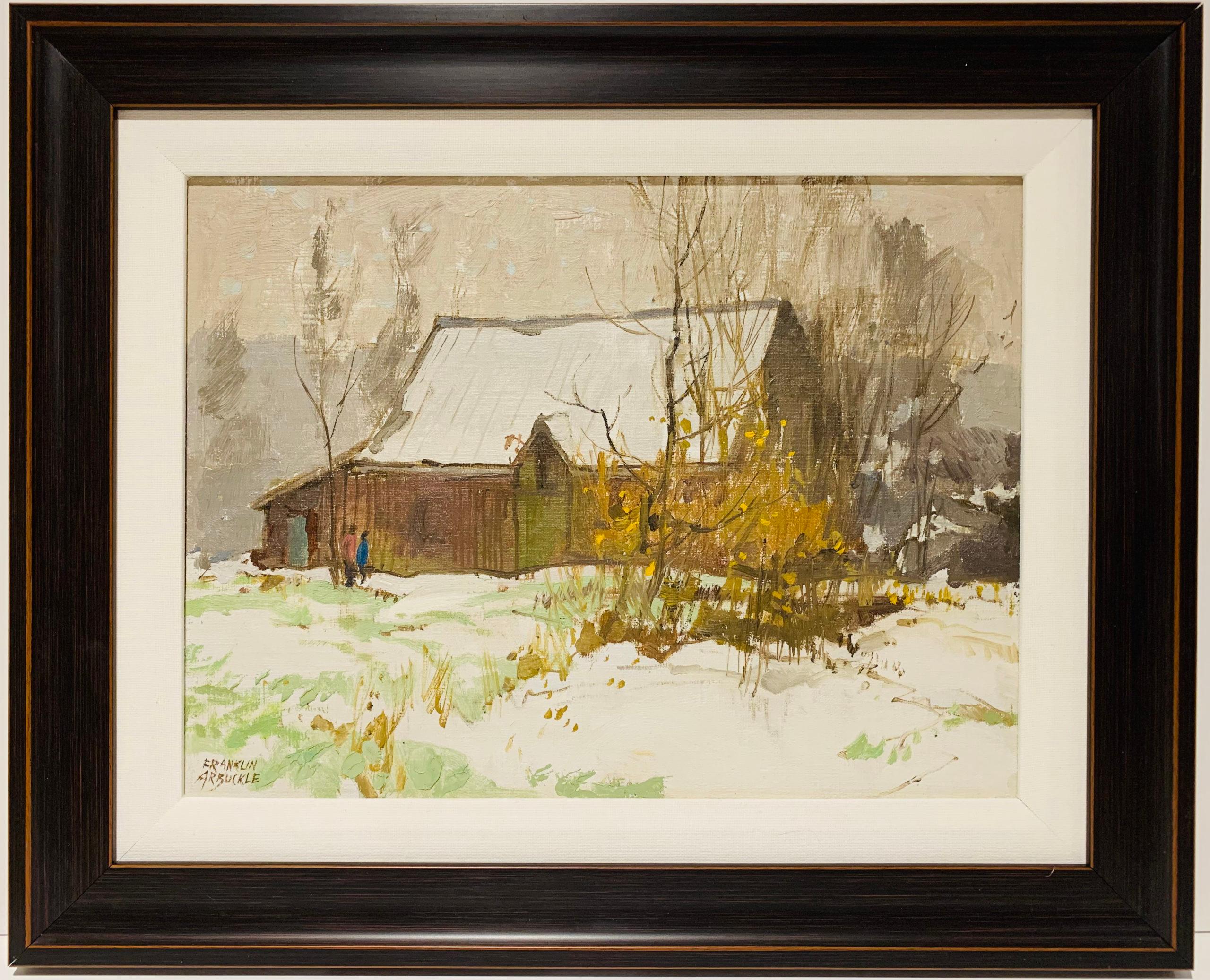 Barn in winter - Painting by George Franklin Arbuckle