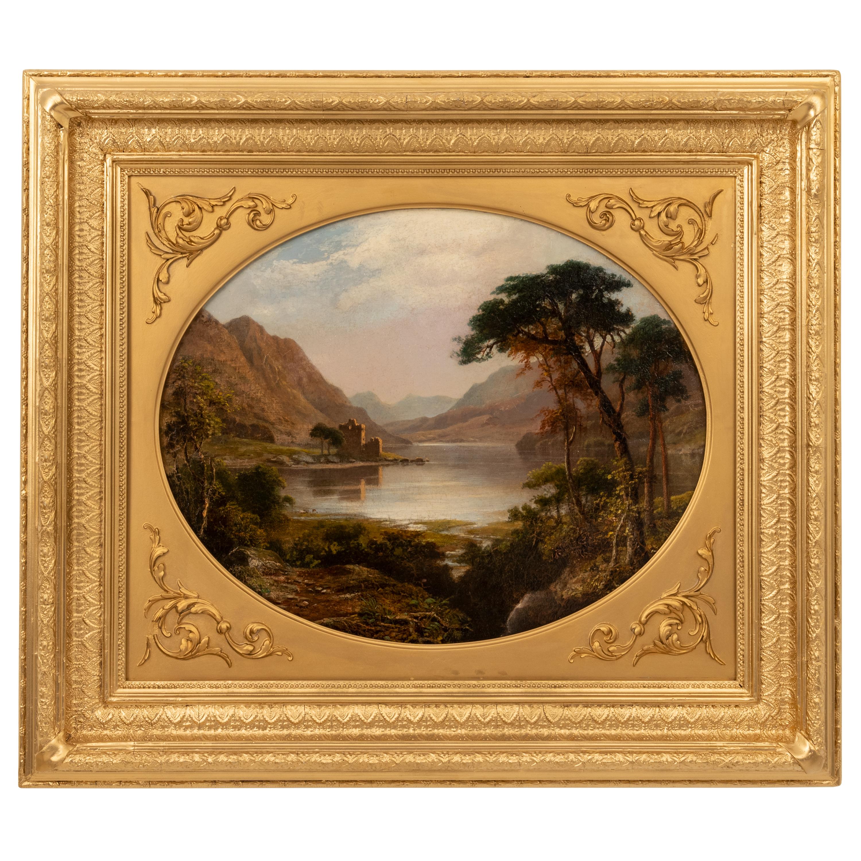 Pair Antique Oil Paintings Scottish Highland Loch Scenes G. F. Buchanan 1872 For Sale 7