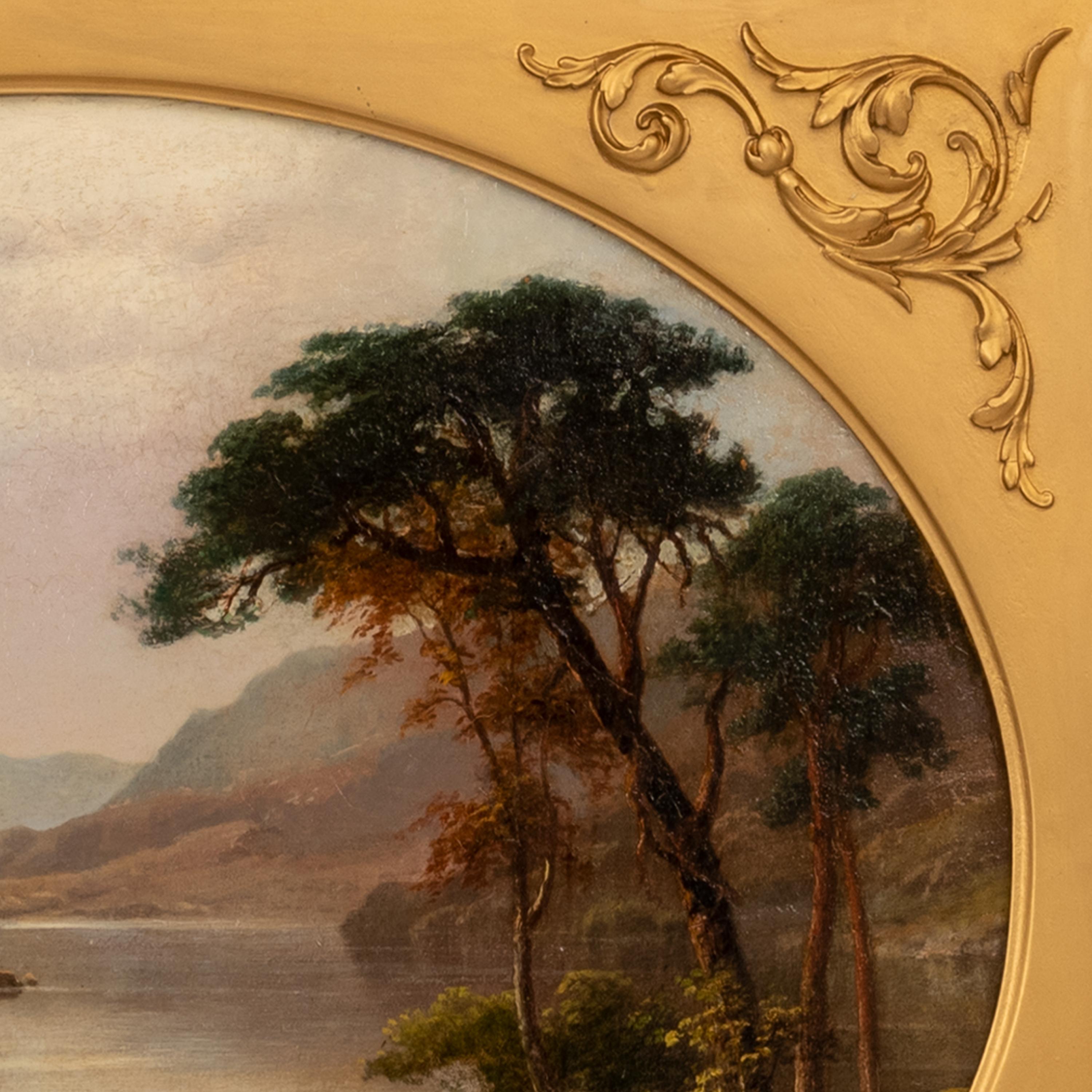 Pair Antique Oil Paintings Scottish Highland Loch Scenes G. F. Buchanan 1872 For Sale 10