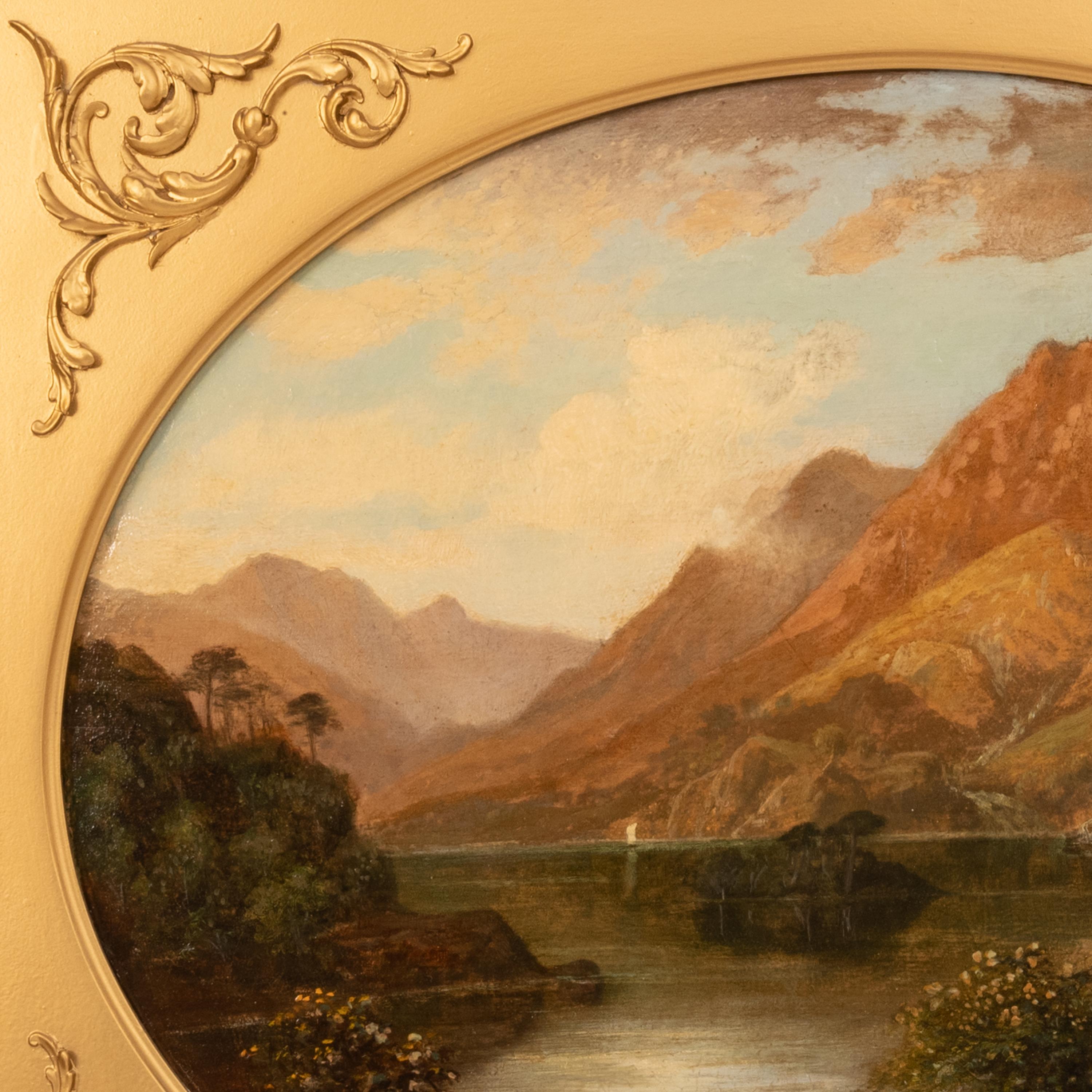 Pair Antique Oil Paintings Scottish Highland Loch Scenes G. F. Buchanan 1872 For Sale 2