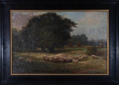 George Frederick Harris (1856-1924) - 1919 Oil, A Grazing Flock