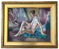 Frühes 20. Jahrhundert Art Deco Männlicher Akt Ölgemälde von Narcissus