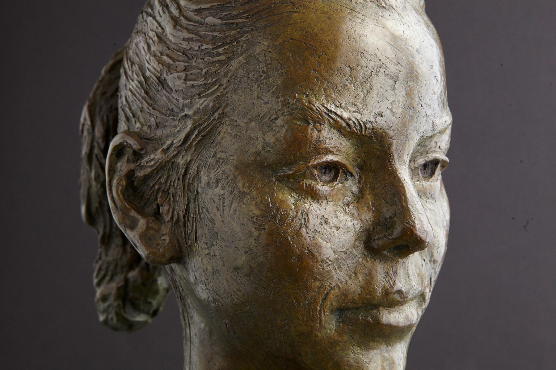 George Gách Bronze Portrait Bust of a Young Girl, 1976, Signed For Sale ...