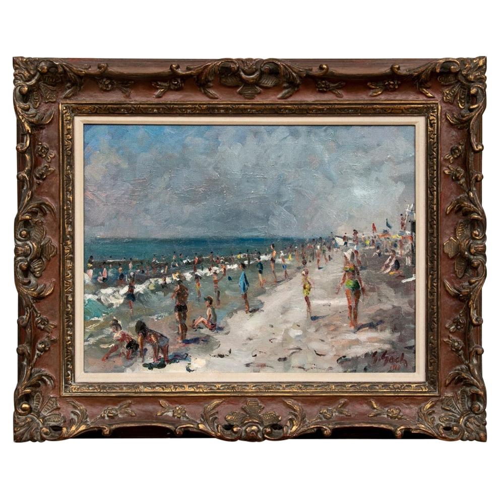 George Gach 'Hungarian-American, NY, 1909-1996' Oil On Canvas, "Jones Beach 1968 For Sale