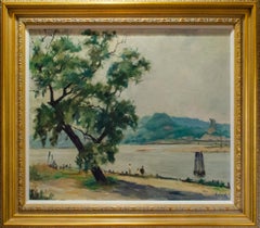 Vintage George Gách painting of Glenwood Landing, Long Island, signed