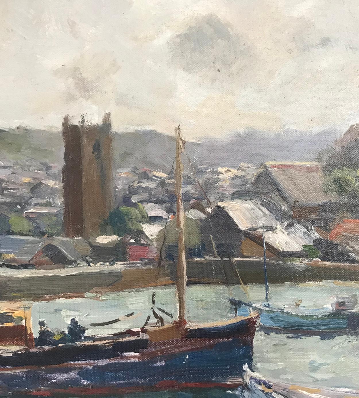 Masonite George Colville 'Scottish', St Ives Harbour, Cornwall, Oil on Board, 20th C For Sale