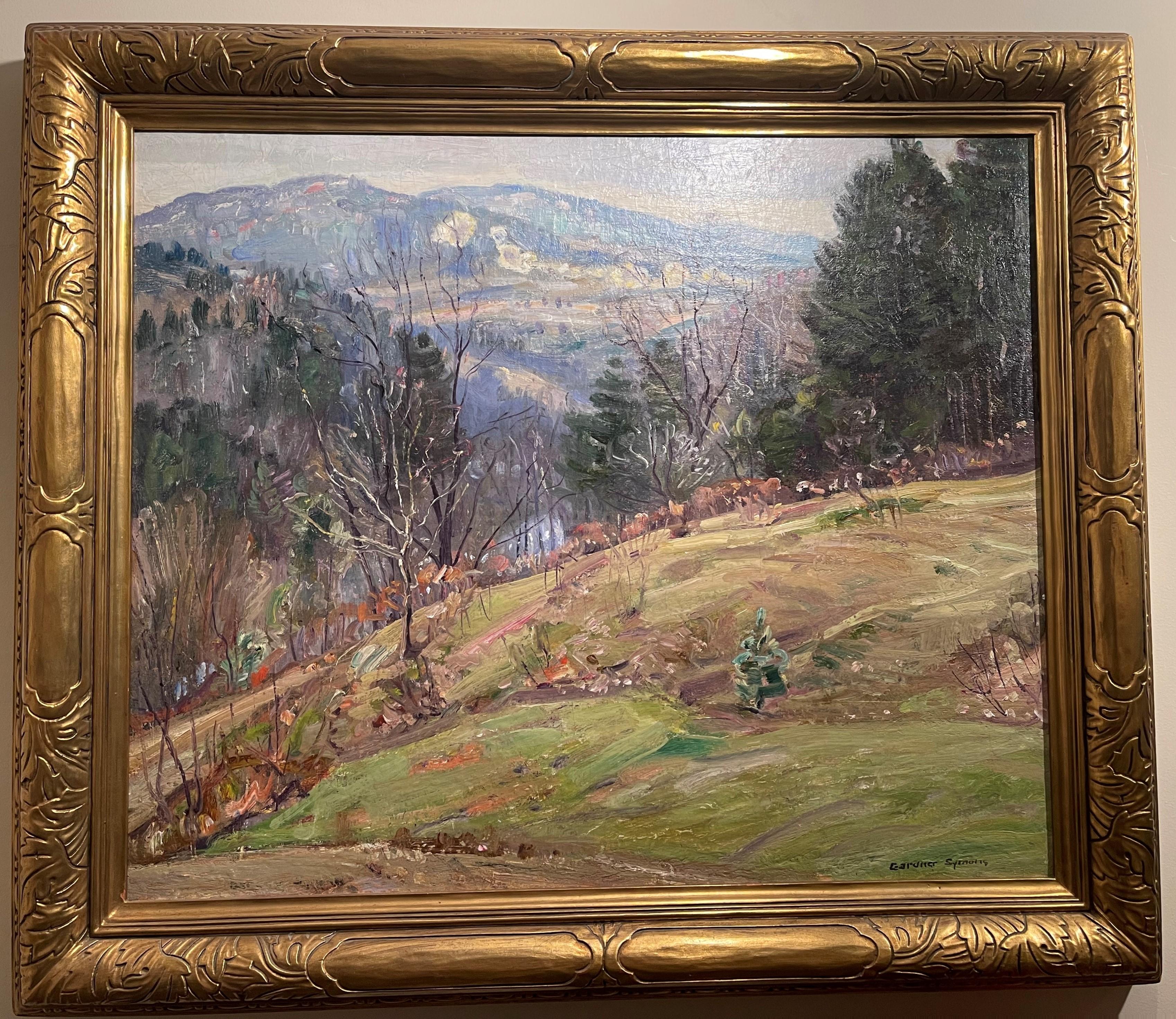 Mountain Side (not sure of the actual title)
oil canvas image 25 x 30
framed approximately 31.25 x 36.50
In good as purchased condition. Ready to hang.
Condition Report- The canvas has been lined. There is inpaint to the upper top edge. There is