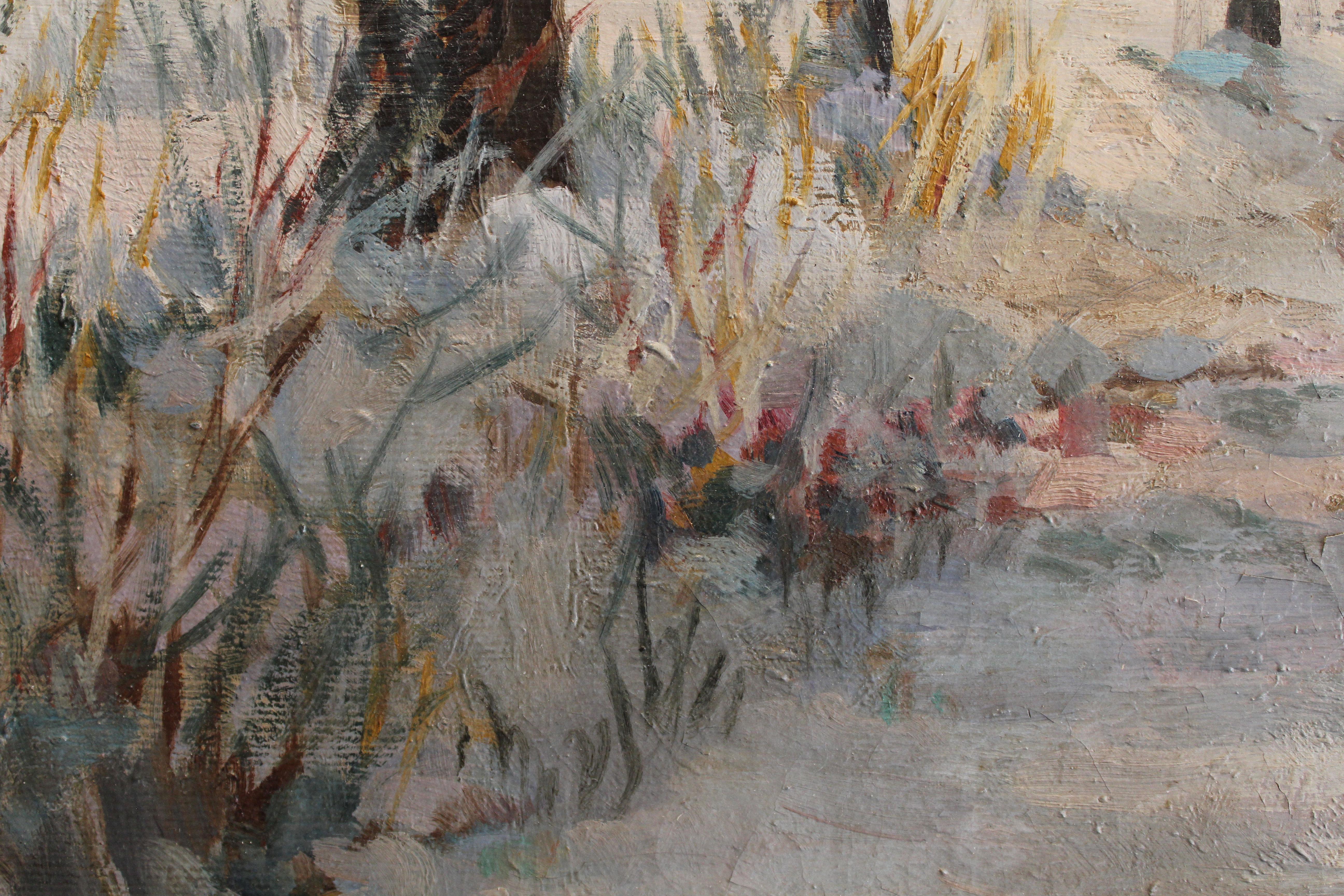 Winter-Szene (Amerikanischer Impressionismus), Painting, von Unknown