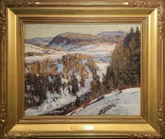 "Winter Scene, " George Gardner Symons, Snowy Hill Landscape, Pennsylvania