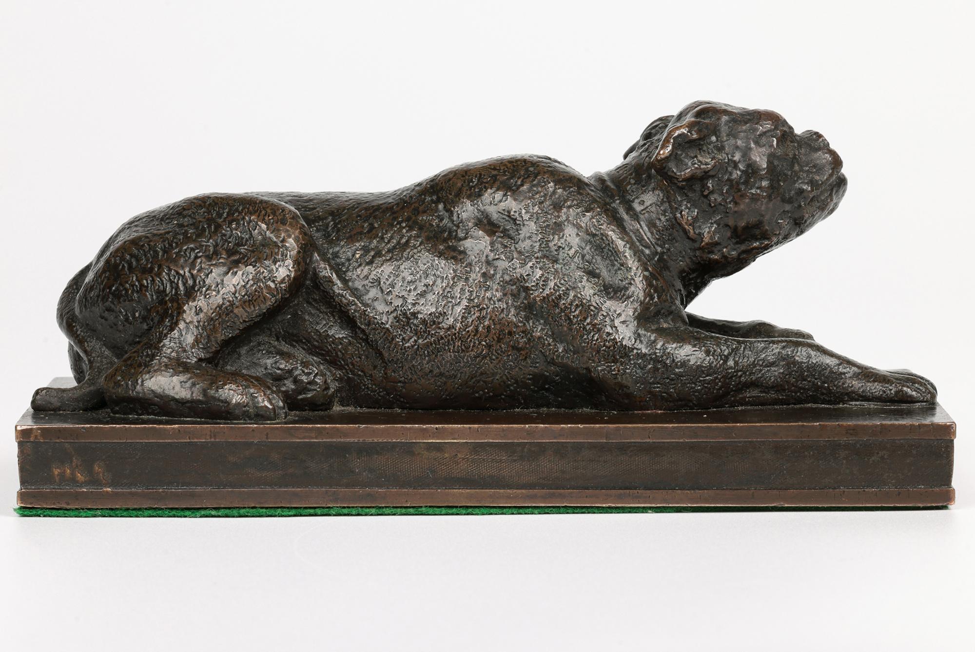 George Garrard Bronze Bulldogge liegend auf Sockel Skulptur im Angebot 4