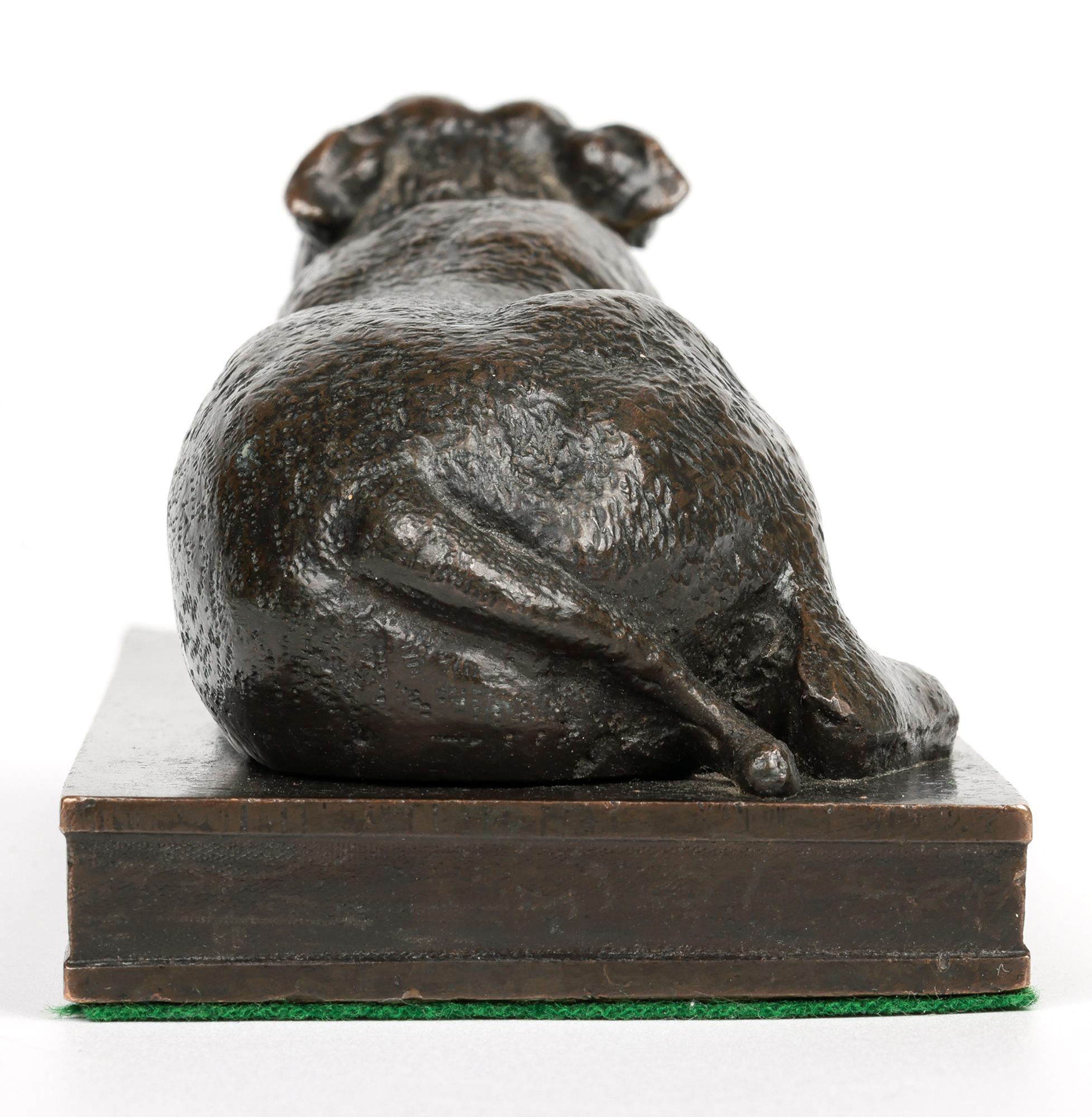 George Garrard Bronze Bulldogge liegend auf Sockel Skulptur im Angebot 6