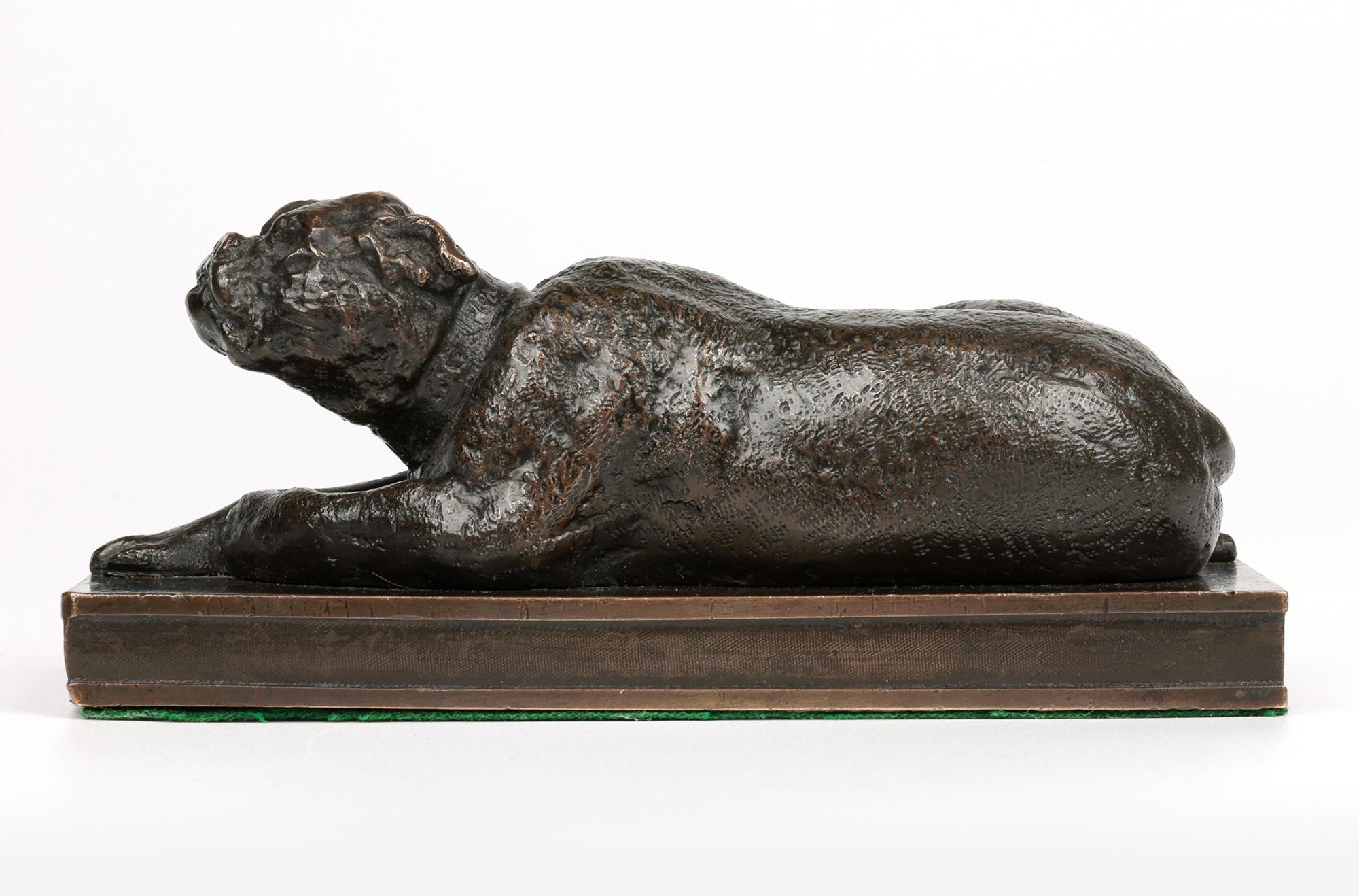 George Garrard Bronze Bulldogge liegend auf Sockel Skulptur im Angebot 9