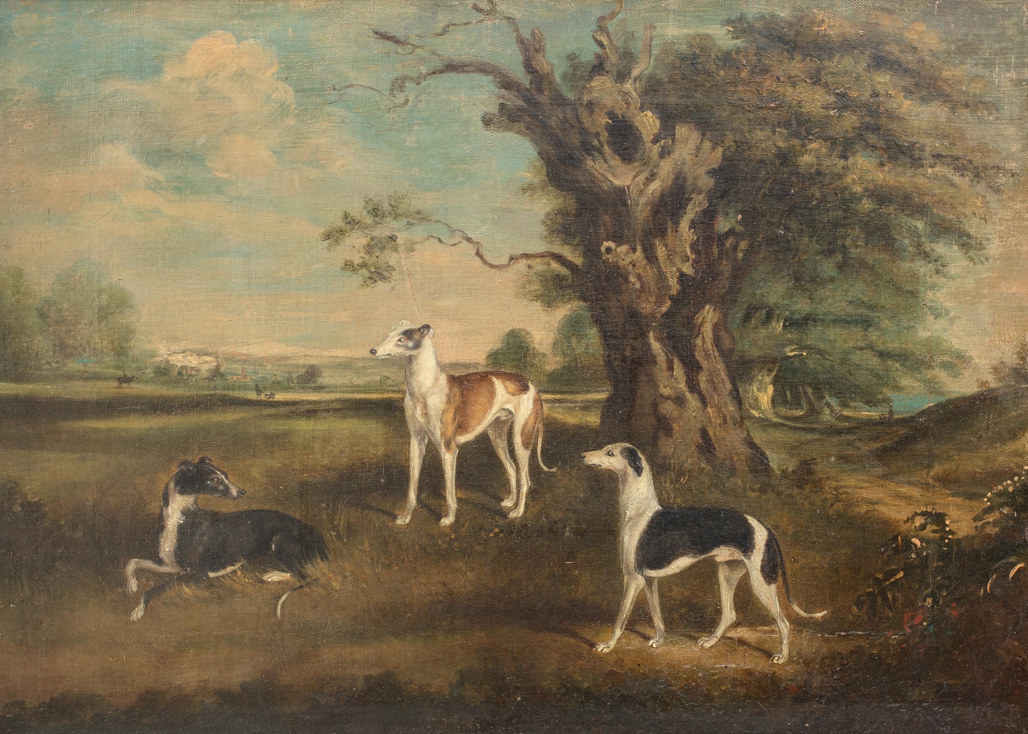 The Favourites Of The Earl Of Orford, Three Greyhounds In A Landscape, 18th Century

attributed to George GARRARD (1760-1826) 

Large 18th Century portrait of three greyhounds in a landscape, the favourites of the Earl Of Orford, oil on canvas