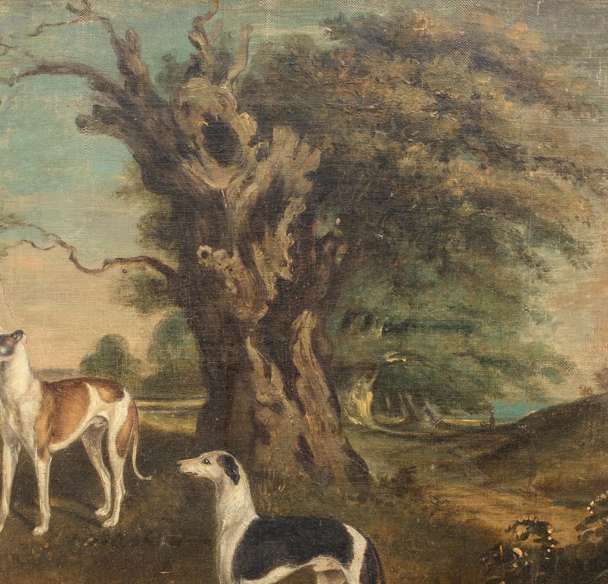 The Favourites Of The Earl Of Orford - 3 Greyhounds In A Landscape 18th Century For Sale 3