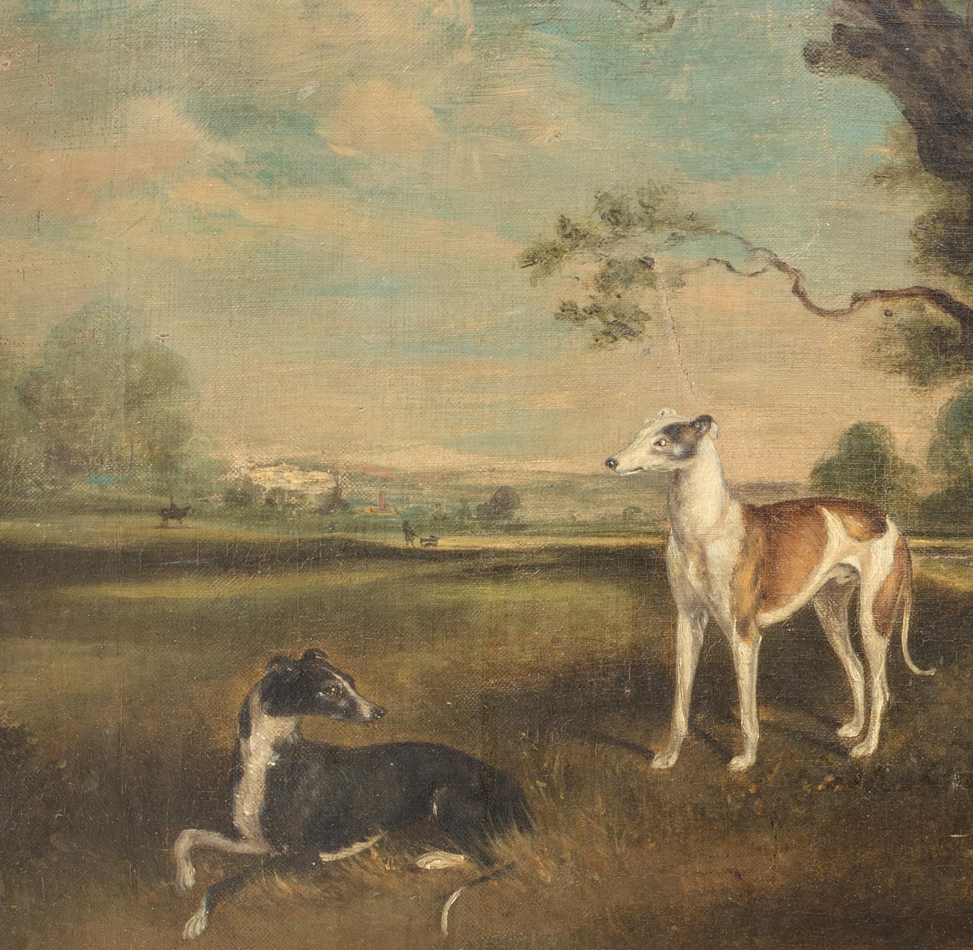 The Favourites Of The Earl Of Orford - 3 Greyhounds In A Landscape 18th Century For Sale 4