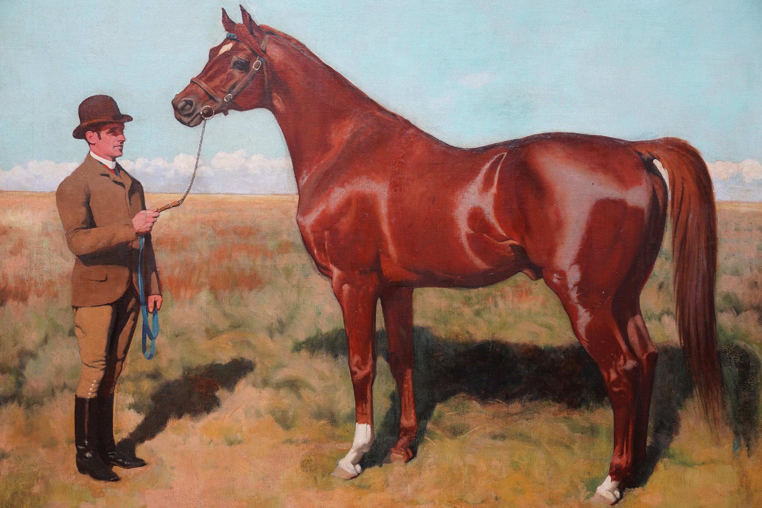 Cheval de course Phoenix avec Guilermo Kemmis - peinture à l'huile britannique du 19e siècle - Réalisme Painting par George Gascoyne