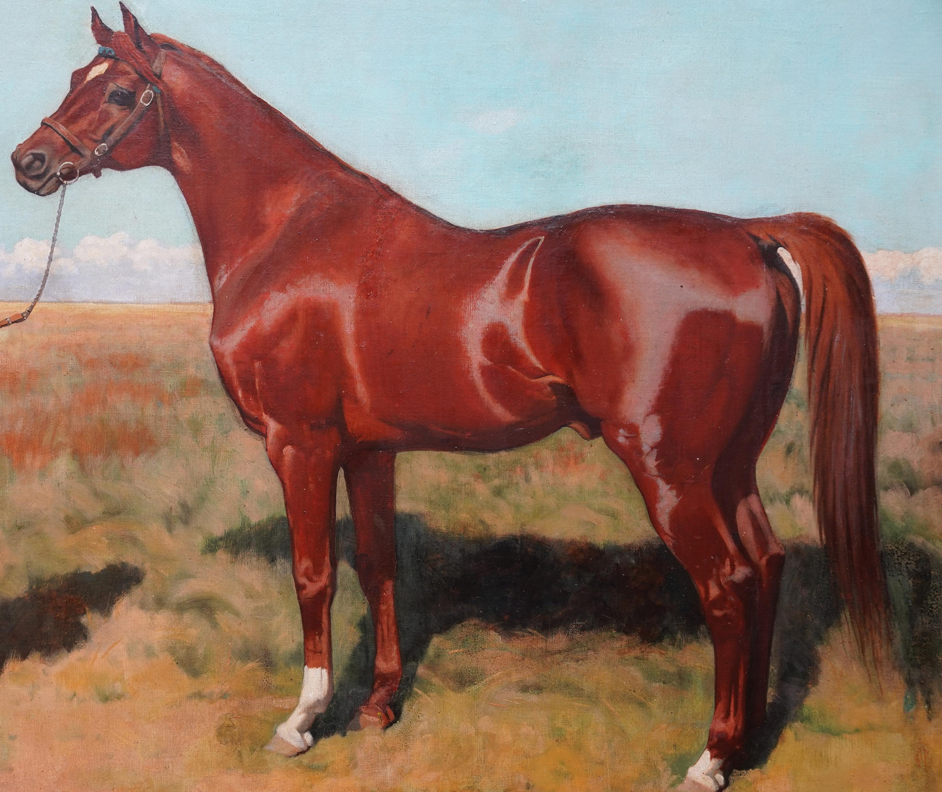 Race Horse Phoenix with Guilermo Kemmis - British 19th century art oil painting - Realist Painting by George Gascoyne